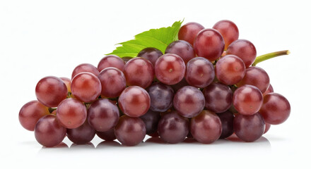 Bunch of crimson grapes with a leaf