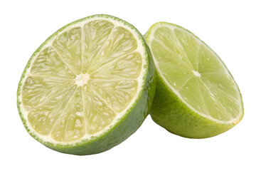 Fresh lime halves isolated on white background