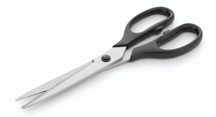 Obraz premium Modern stainless steel scissors on white background