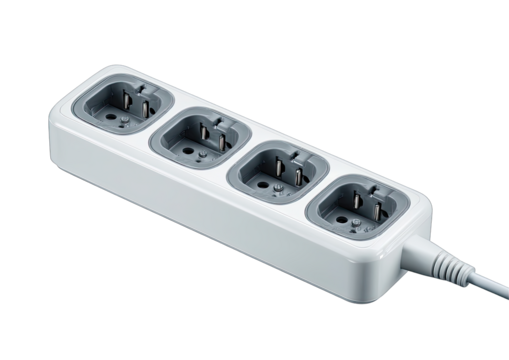White electrical extension block with three outlets