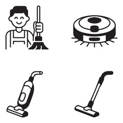 Vacuum and mop equipment symbols