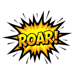 Roar! Comic Book Style Explosion with Yellow and Orange Colors