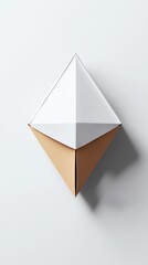 A realistic origami paper pack mockup with a branded design on a white background