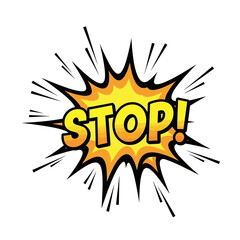 Comic Book Style Stop Exclamation Speech Bubble