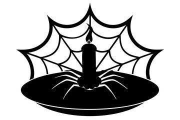 Spooky Candle, Spider & Web Icon: Halloween, Gothic & Mystical Design