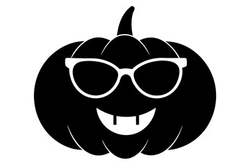 Pumpkin with Sunglasses Icon – Fun Halloween Symbol for Party, Decor, and Festive Design