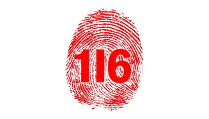Red fingerprint with number