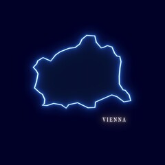 Obraz premium Austrian State Vienna Abstract Neon Outline Map 