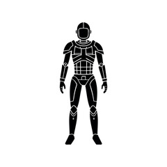 Futuristic Robot Suit Silhouette Standing Tall and Ready for Interstellar Adventures