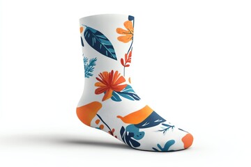A realistic travel compression sock mockup with a branded design on a white background