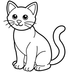 Minimalist Cat Line Art Illustration