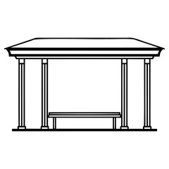 Classical pavilion structure with columns and flat roof