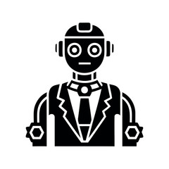 Fototapeta premium Elegant robot wearing a suit and tie, symbolizing artificial intelligence in business