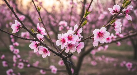 Obraz premium Delicate Pink Peach Blossoms in Spring.