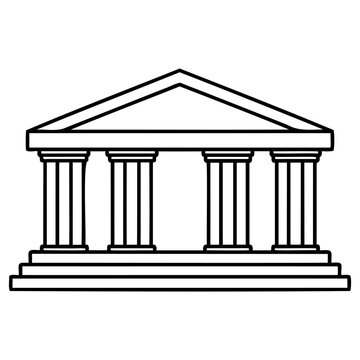 Ancient greek temple with classical columns and pediment design