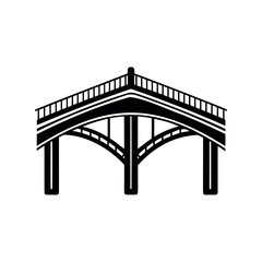 Black and white minimal drawing of an arched bridge structure element