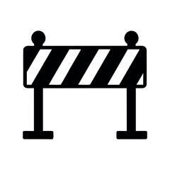 Road construction barrier with diagonal stripes and sphere on top icon
