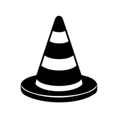 Iconographic representation of a black and white striped construction traffic cone
