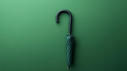 A realistic travel umbrella holder mockup with a branded logo on a green background