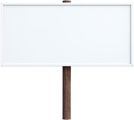 Obraz premium Blank white billboard on a wooden post isolate sign empty message advertising