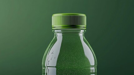 A realistic water bottle cap mockup with a branded logo on a green background