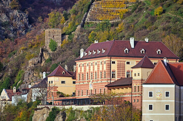 Old buildings in Durnstein, Wachau Valley, Austria,autumn season