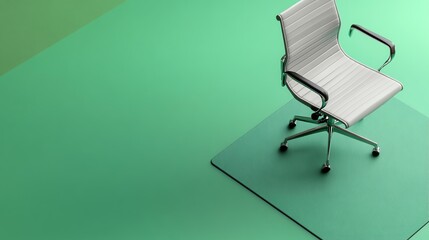 A mockup of a branded office chair mat on a green background