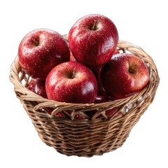Fresh red apples in a wicker basket