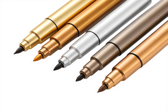 Metallic markers set isolated on white background