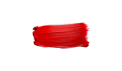 A smear of red paint on a white background. A blot or stain.