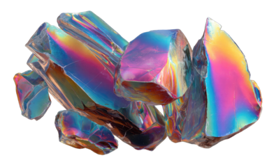 Abstract iridescent rock cluster