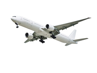 Obraz premium Airplane jet aircraft white flying isolated commercial travel transportation aviation