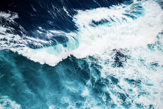 abstract aerial view background of blue waves