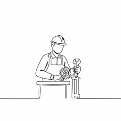 Mechanic working on a gear