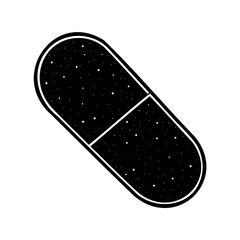 Abstract Monochrome Capsule Pill with Speckled Texture on a White Background