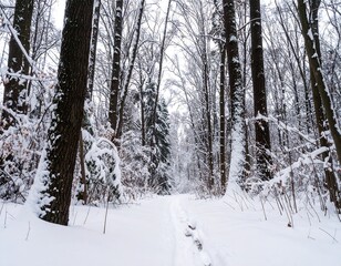 Fototapeta premium Snowy forest path (1)