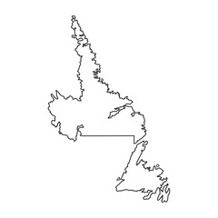 Newfoundland and Labrador., Canada Province Black Outline Map Graphic Illustration © Design Spread
