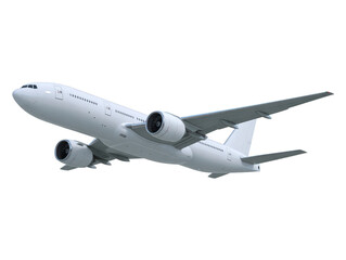 Obraz premium Airplane jet aircraft white flying sky travel transportation aviation commercial passenger engine wing fuselage modern isolated flight journey business tourism technology speed exterior