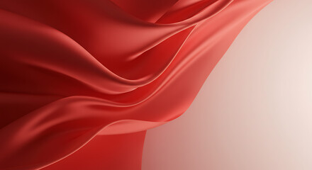 Obraz premium Red silk waves illuminated with soft light, elegant folds and shiny texture