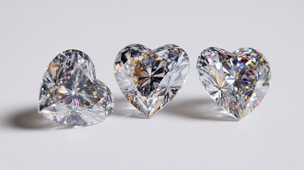 Three heartshaped diamonds sparkle