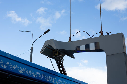 Electric bus charging station in city, highlighting modern technology and infrastructure integration with clean energy solutions. Futuristic touch to sustainable urban development