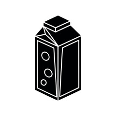Minimalist black and white illustration of a juice or milk carton icon