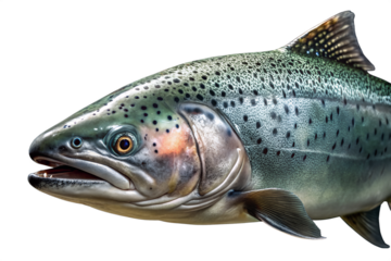 Close up of a rainbow trout isolated on white background