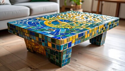 Obraz premium Colorful mosaic coffee table in a living room