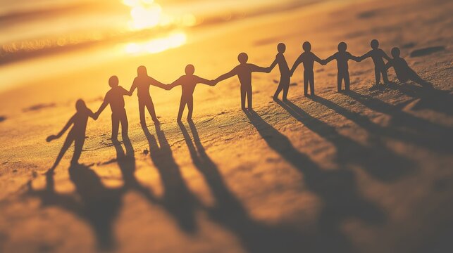 Abstract teamwork concept featuring interlocking geometric shapes in a minimalist composition with soft lighting.