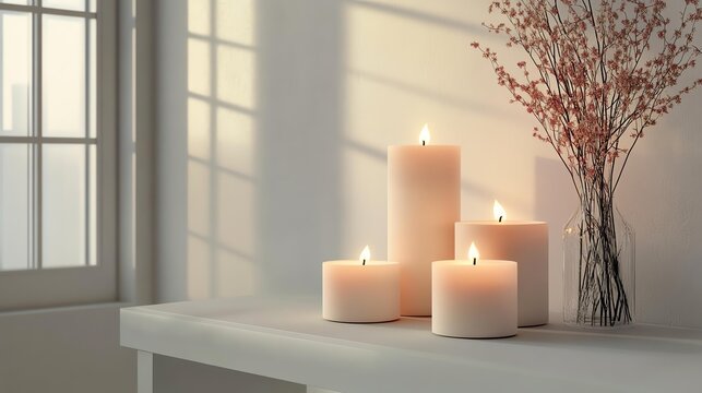 LED candle product mockup on white background, clean minimal studio lighting, realistic, high resolution
