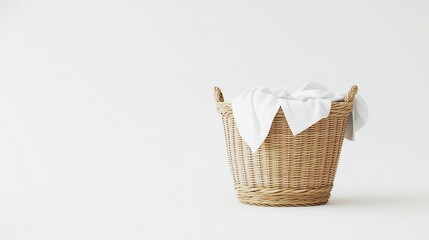 laundry basket product mockup on white background, clean minimal studio lighting, realistic, high resolution
