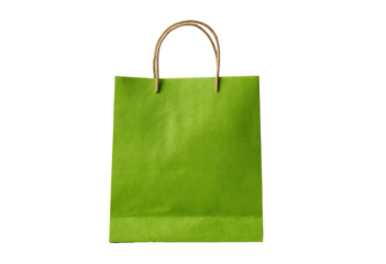 Bright lime green paper shopping bag, simple design