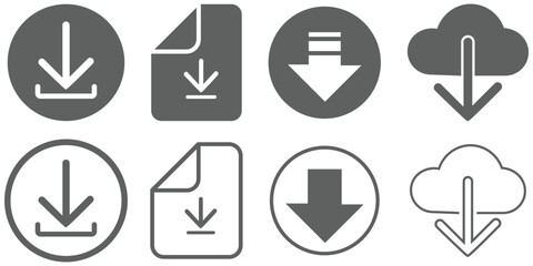 Download icon set. Download and upload icon. Files download and upload icons symbol in line. Simple download icon set.  Download icon files. Software download icon . Web icon set . Icons collection.