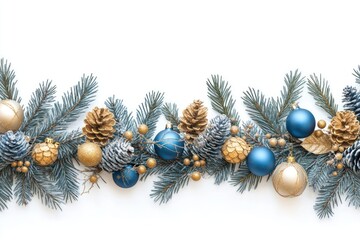Christmas border decoration conifer blue.